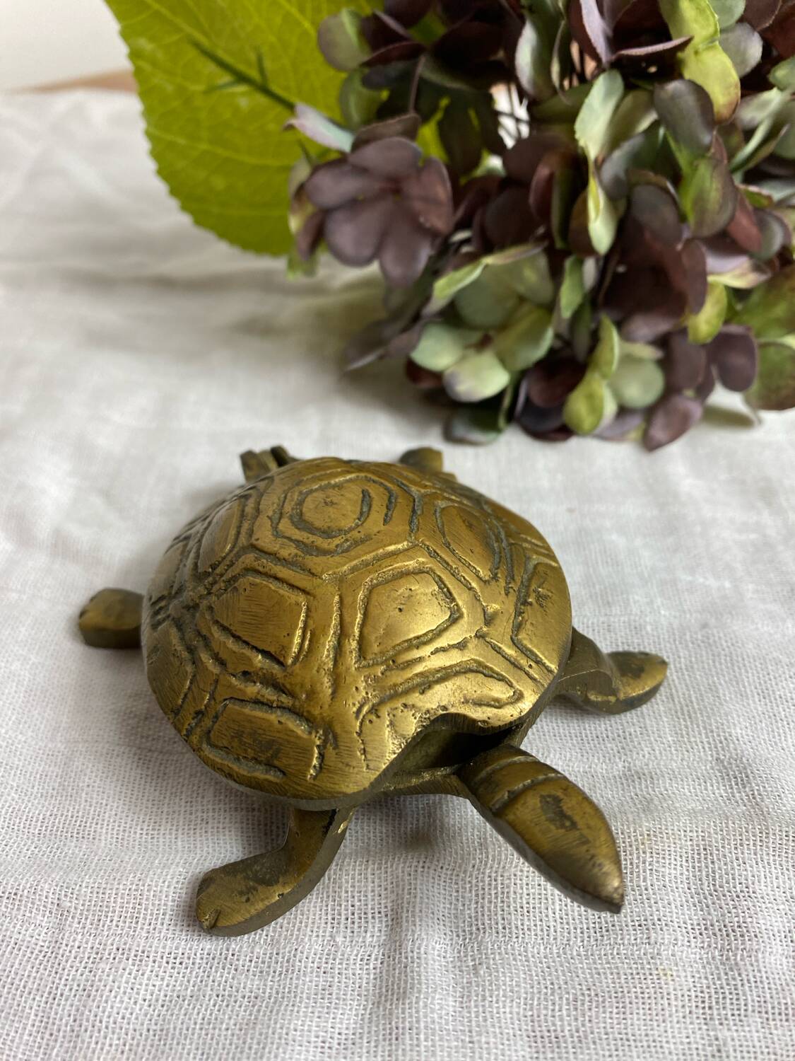 Brass turtle ashtray