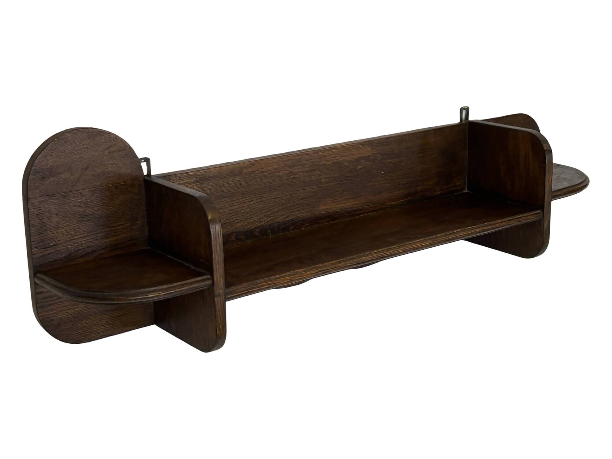 Vintage wooden wall shelve rack bookshelf in dark oak wood minimalist