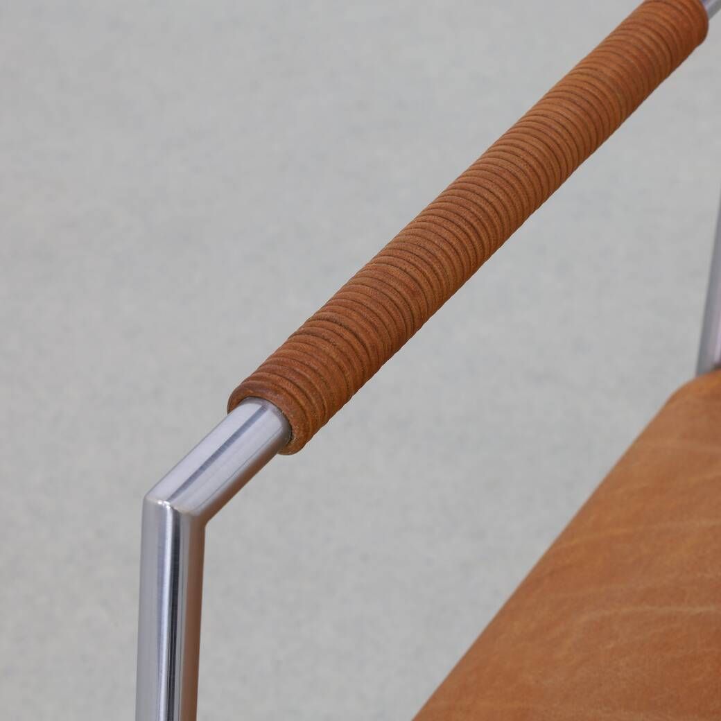 2x Arm Chair in Leather and Stainless steel by Gerard van den Berg, 1990s