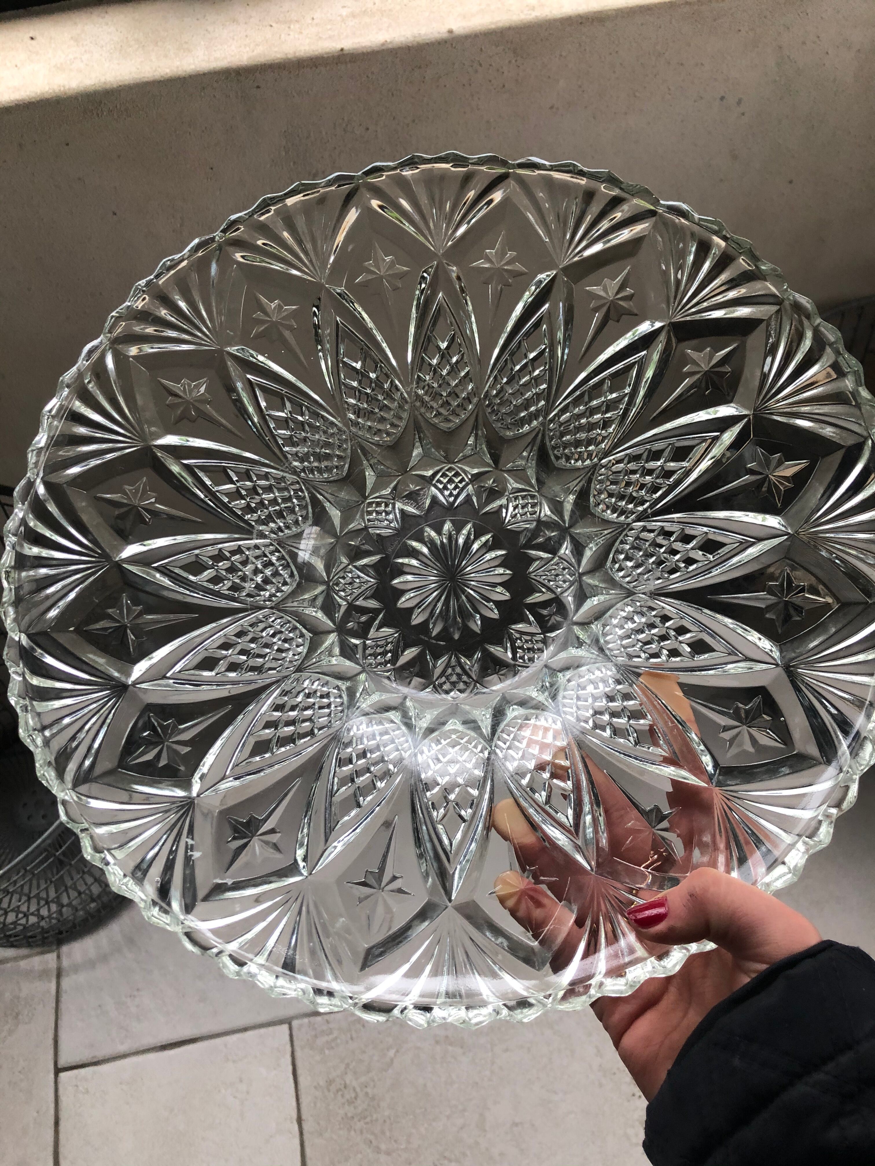 Chiseled glass dish