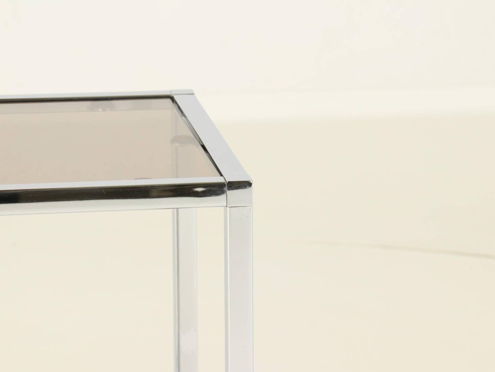 Coffee or Side Table in Chroom & Smoked Glass by Belgo Chrom, Belgium,1970s