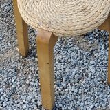 Pair of Scandinavian birch and sea rush stools from the 70s/80s