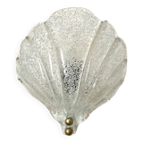 Wall light shell in glass and brass, 1970s-80s.