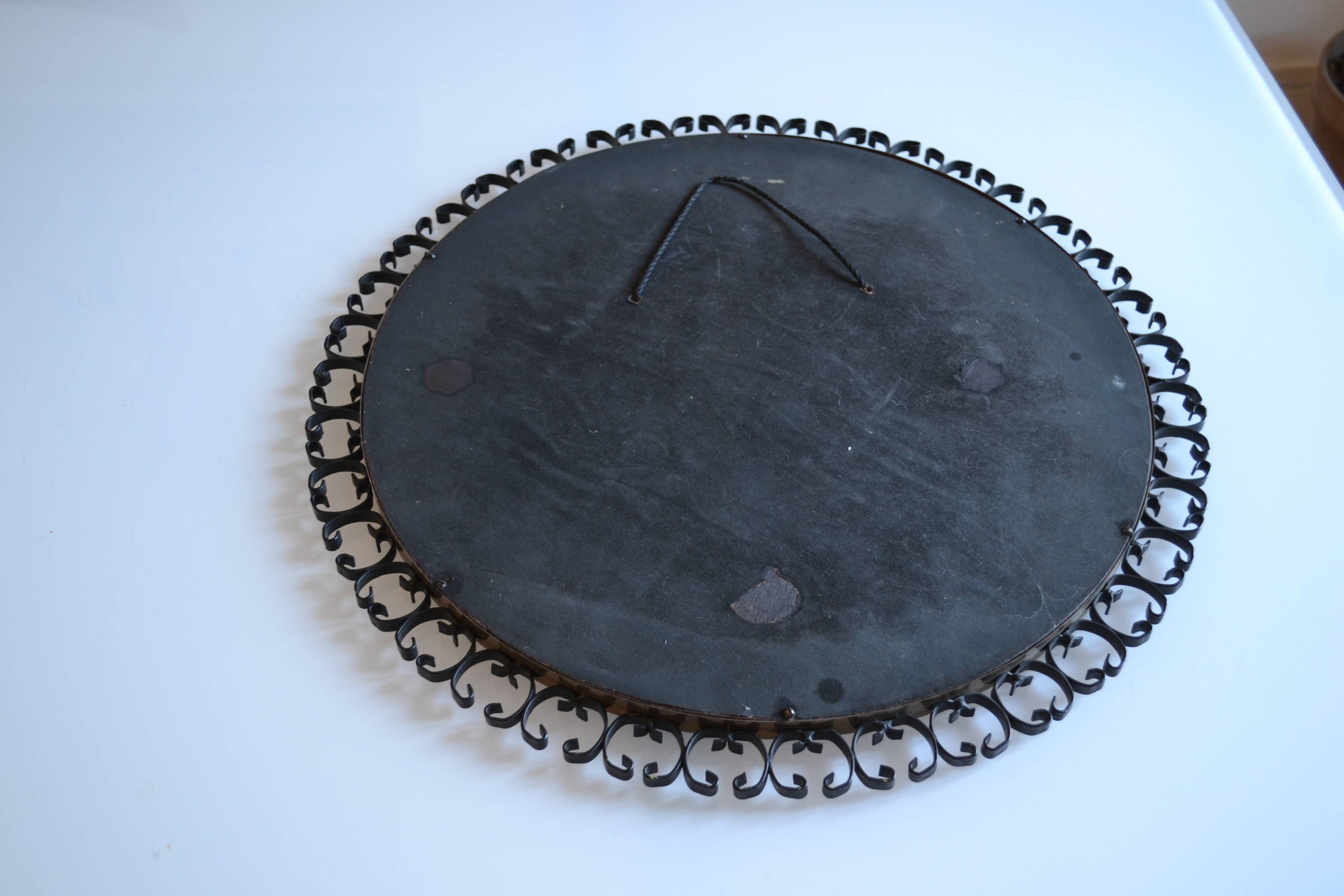 1960s brass and wrought iron sun mirror