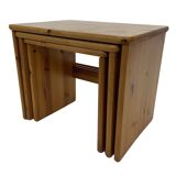 Vintage pine wood nesting tables  mimiset side tables set of 3