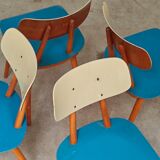Set of 4 wooden chairs TON Bystrice Thonet blue