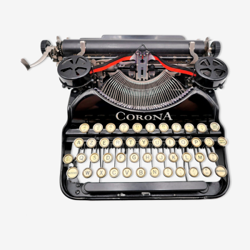 Machine à écrire vintage corona 4 noire révisée ruban neuf
