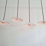 Ensemble de 4 suspensions industrielles en tôle émaillée noire et blanche