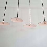 Set of 4 industrial pendant lights in black and white enamelled sheet metal