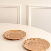 Pair of ceramic dessert plates, Niderviller, Fauve model, 1960