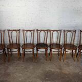 7 piroengraved bistro chairs from the beginning of the 20th century Fischel Baumann Luterma