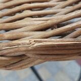 Vintage round rattan and metal coffee table