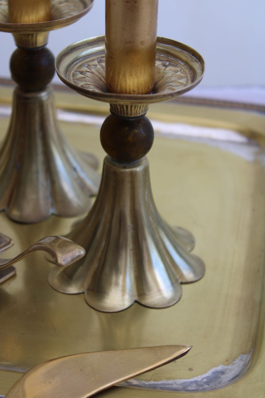 Pair of golden candle holders