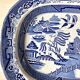 Large English Staffordshire Earthenware Dish in Blue and White Willow, Late 19th Century