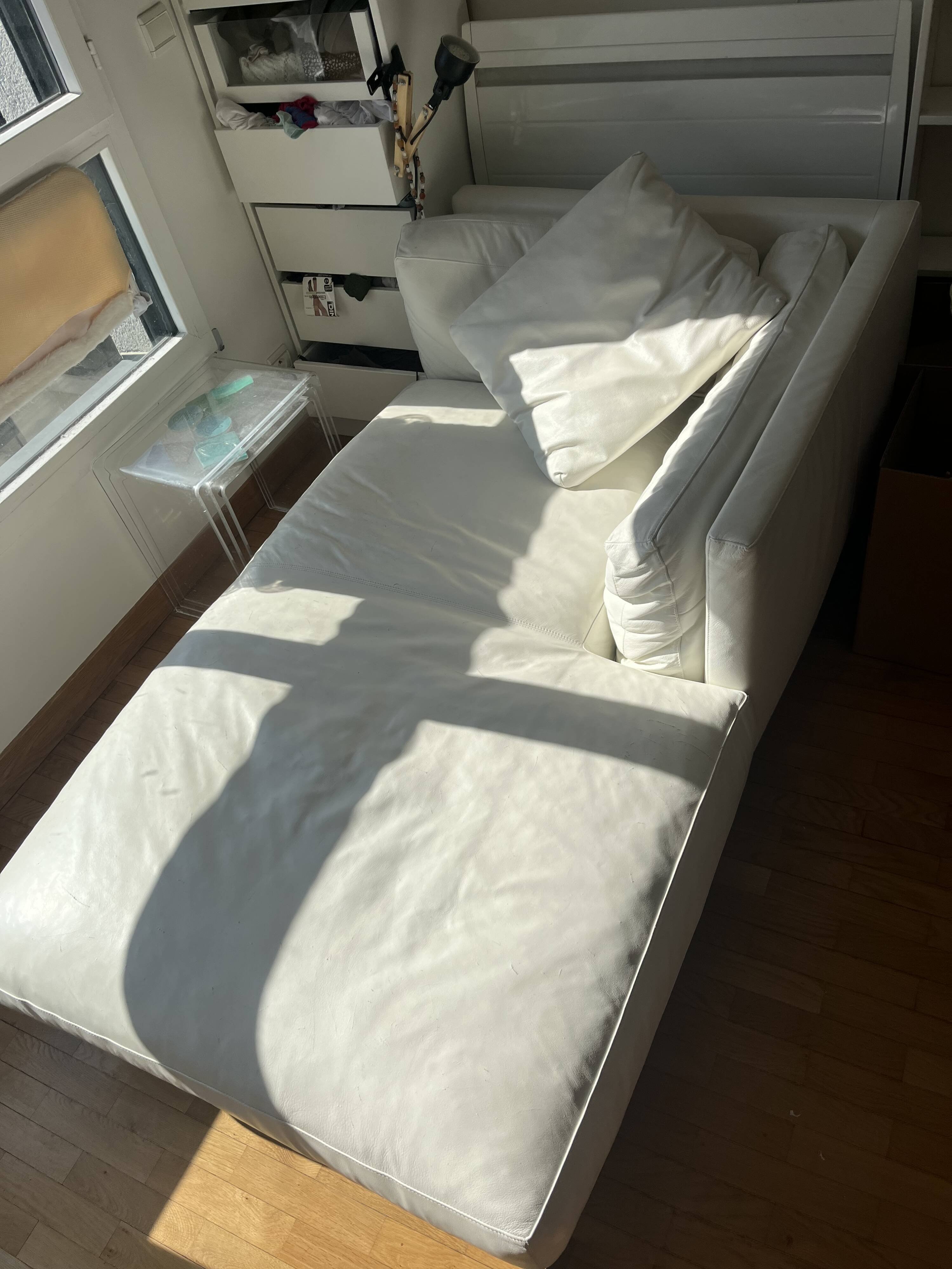 Méridienne Habitat blanche – 175 × 100 cm – excellent confort