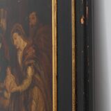 Flemish 18th century framed religious oil on wood painting Adoration of the