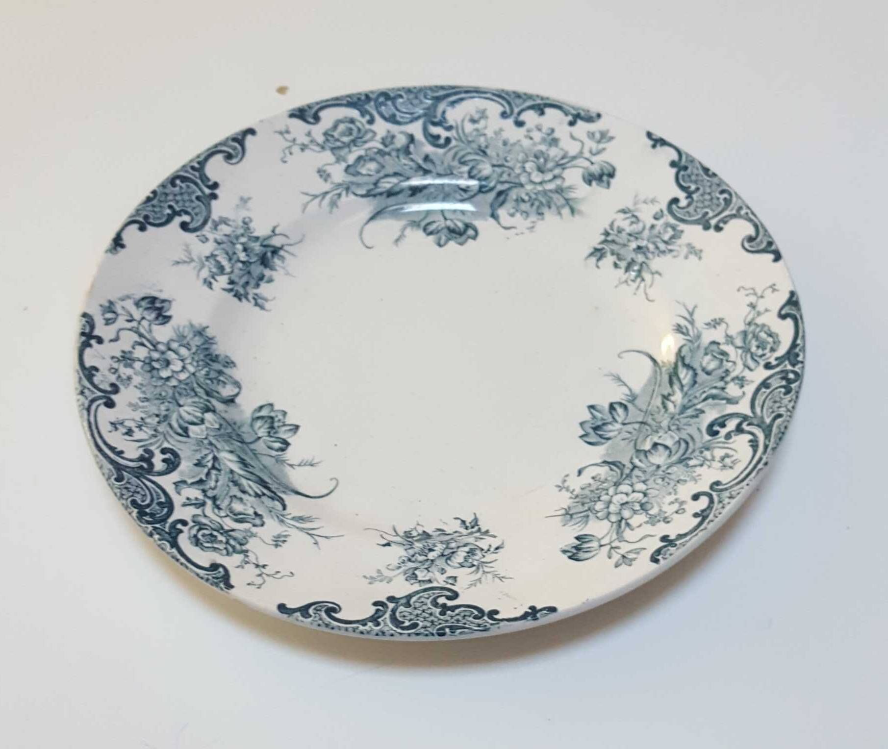 Lot of 2 old 19th century earthenware plates À.Lebacqz and M.Bouchart Sully 23