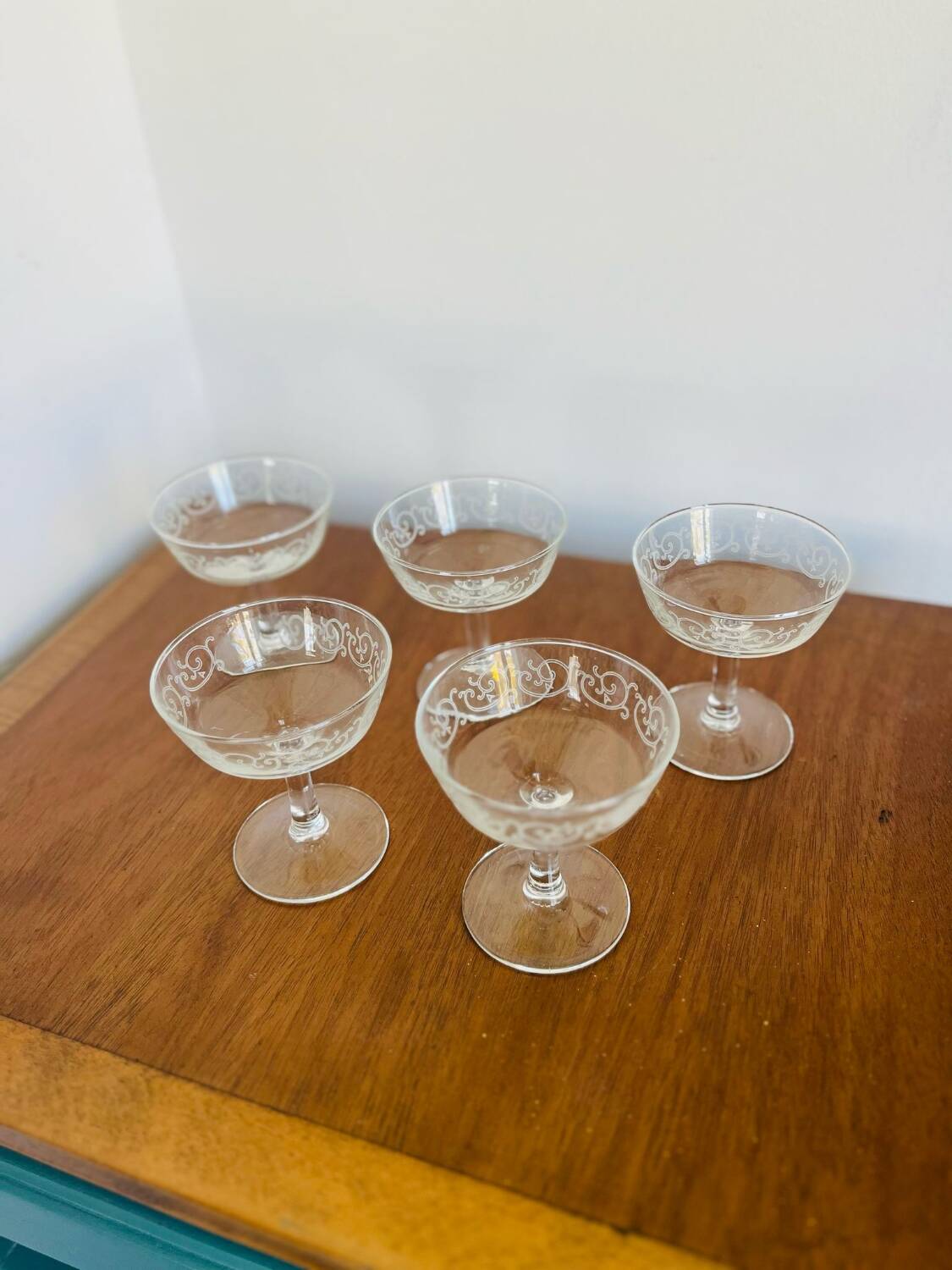 5 coupes à champagne arabesque luminarc années 70