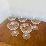 5 Luminarc arabesque champagne glasses from the 70s