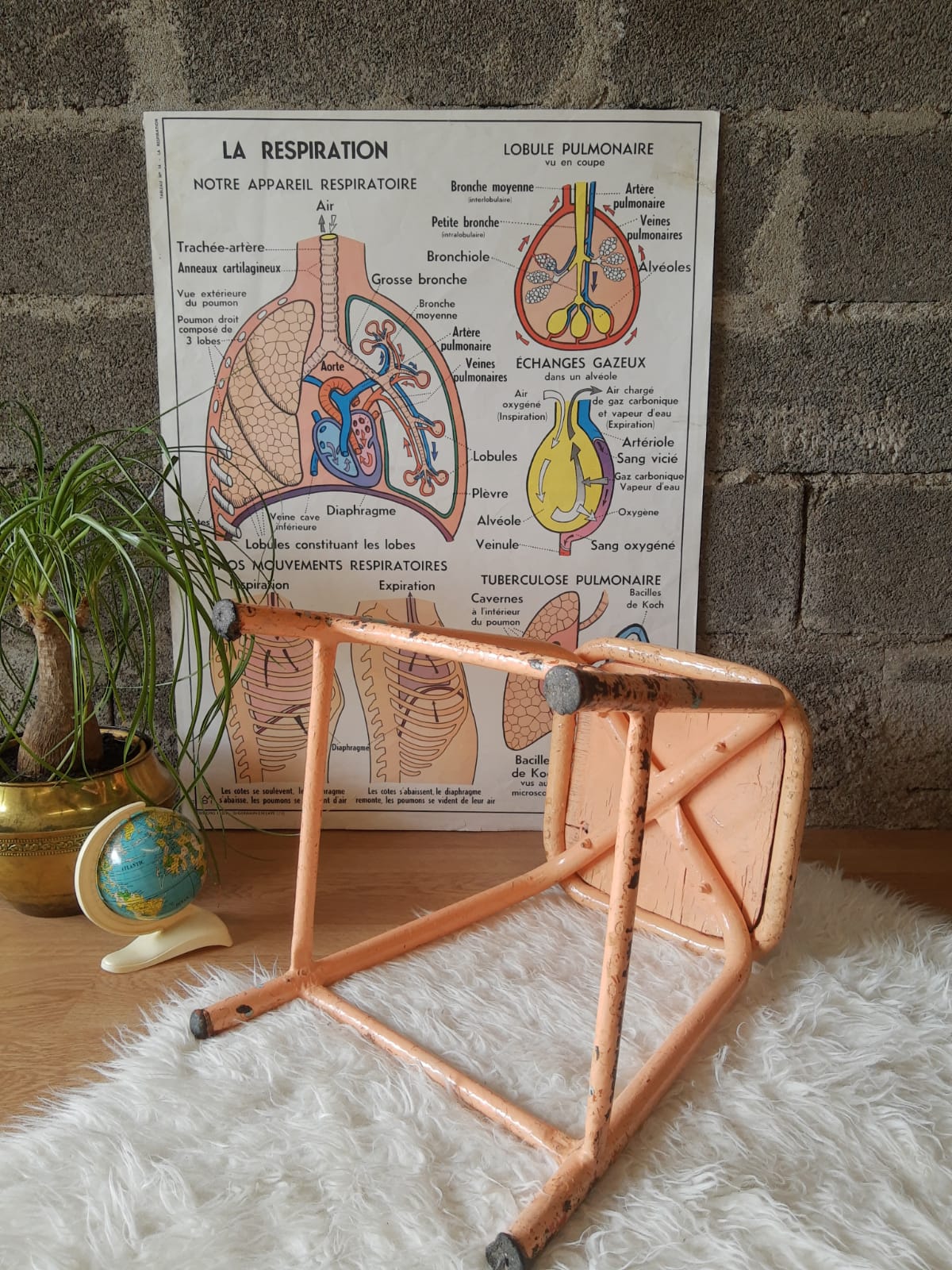 Pair of low metal stools industrial workshop - vintage