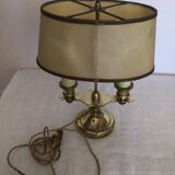 Old golden brass hot water bottle lamp with 2 arms of light