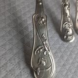 Art Nouveau cutlery set by Armand Frénais, late 19th century, silver-plated metal.