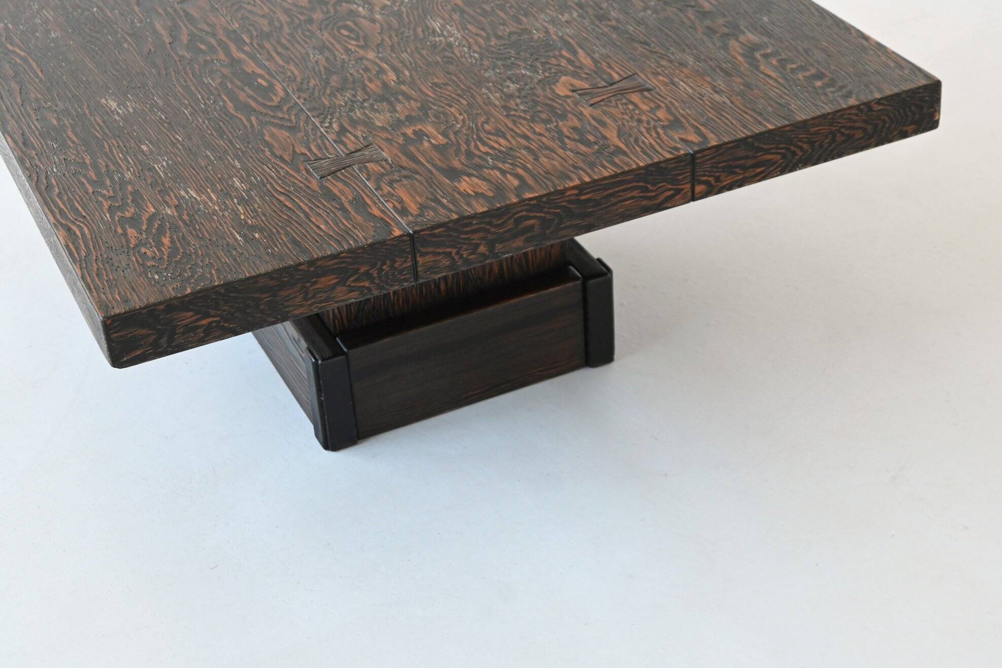Brutalist square shaped coffee table Mid-Century France 1970