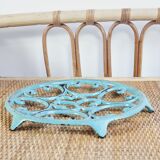 Sky blue cast iron underside