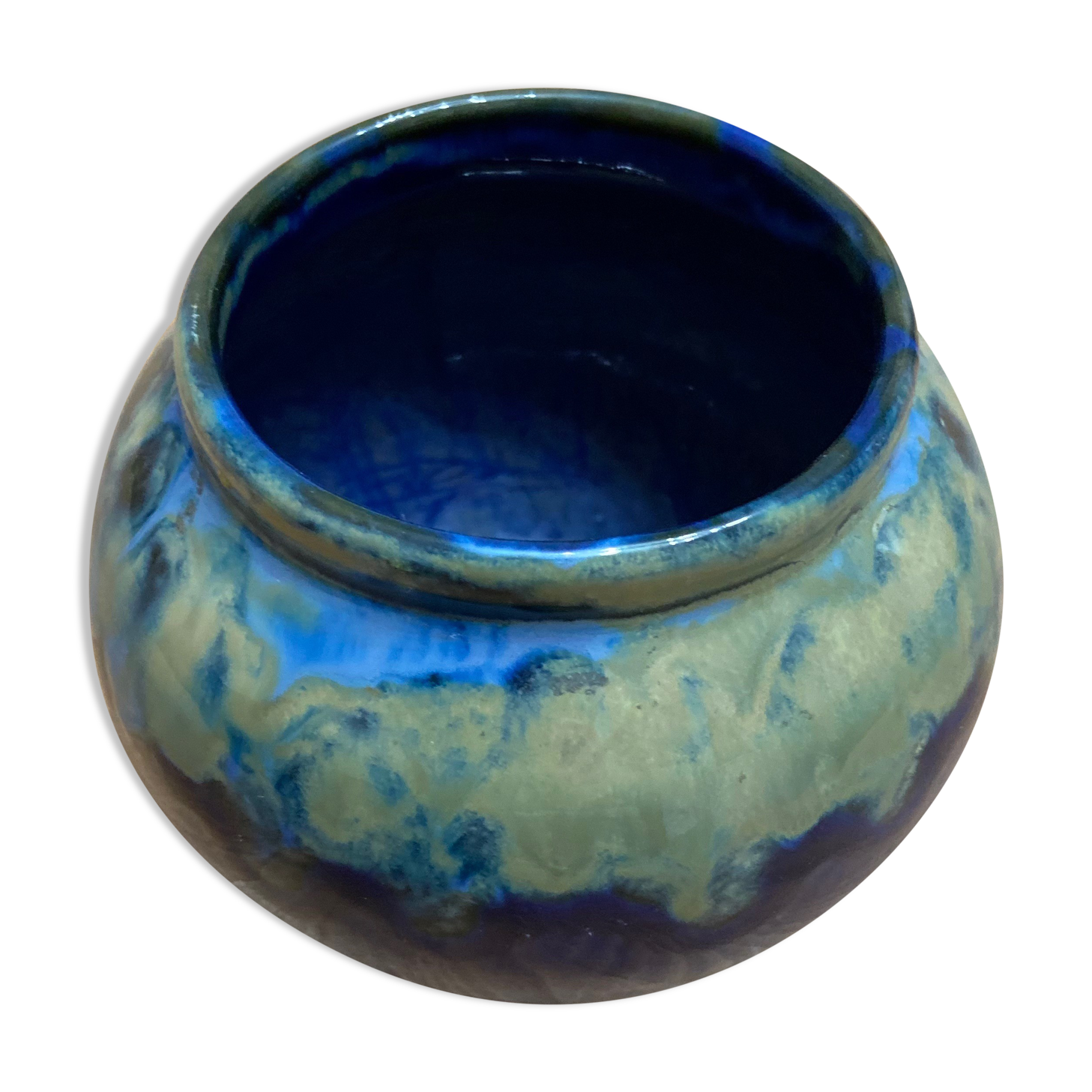 Blue ceramic round pot