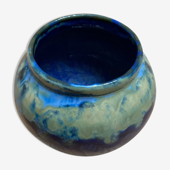 Pot rond céramique bleu