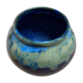 Blue ceramic round pot