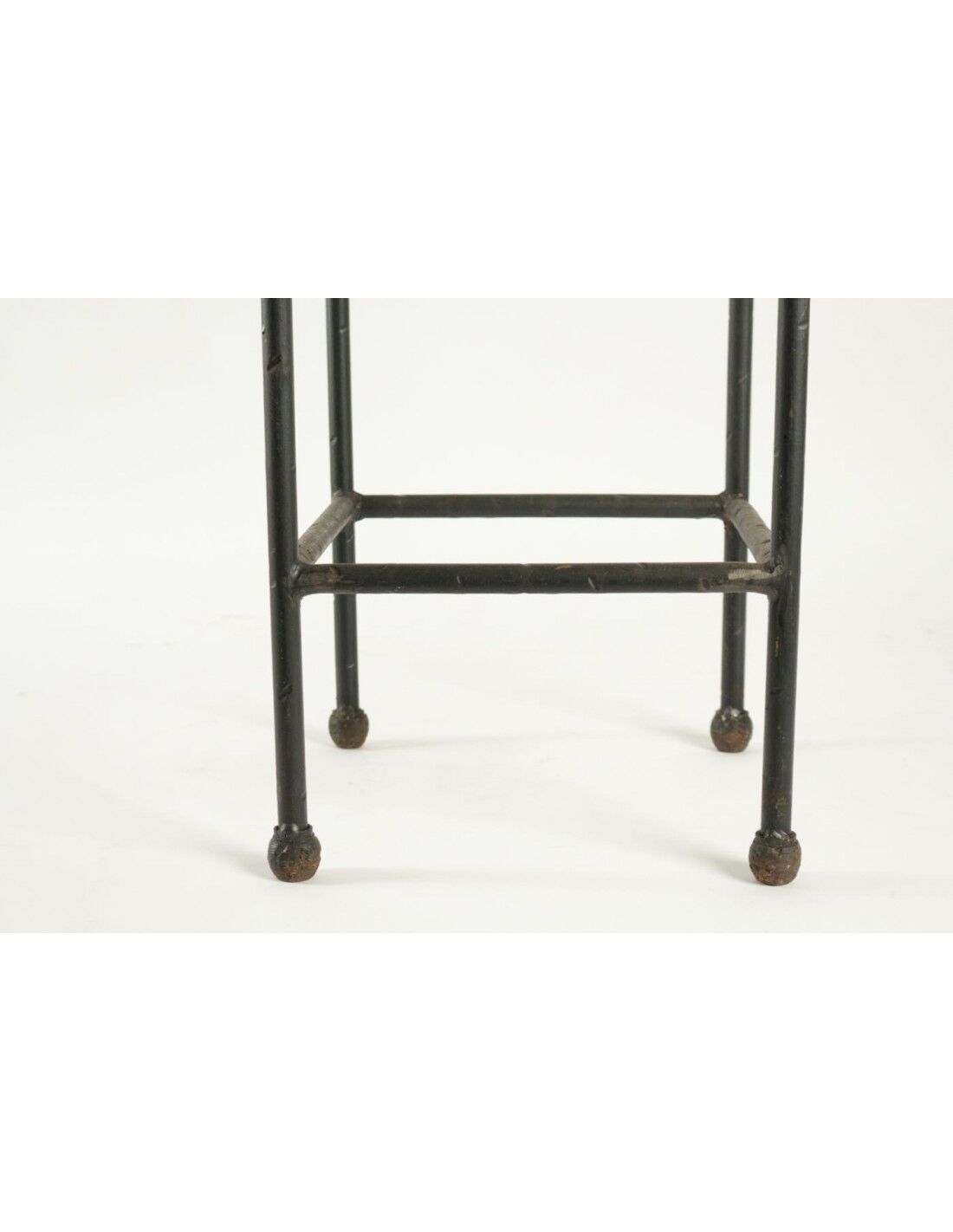 Two consoles, wrought iron sheaths on glass top, twentieth century