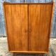 Vintage wardrobe with 2 doors and compass legs, made of oak plywood