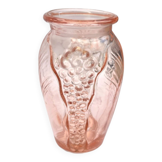 Vase en verre rosaline Art Déco, 1930