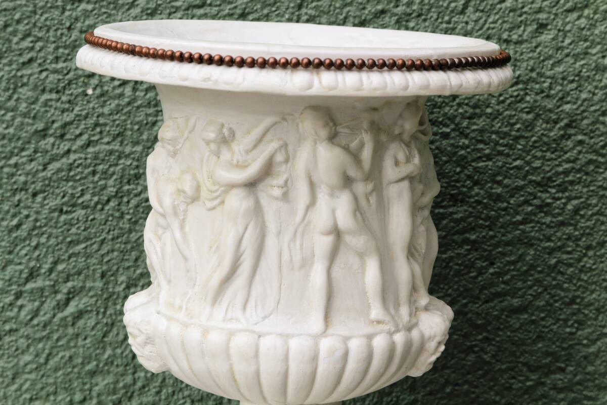 Pair of Medicis Borghese vases in porcelain biscuit and brass.