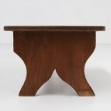 Small rustic wooden stool with curved base, France ca. 1900