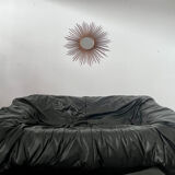 Old sun mirror in gold metal design from the 60s Chaty Vallauris