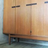 Vintage wardrobe signed Magnani Master cabinetmaker in teak and mahogany