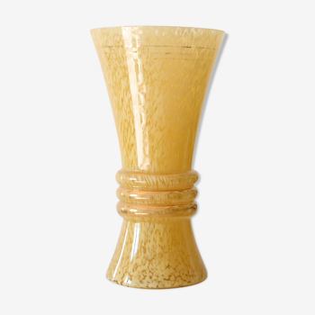 Vase en verre de Clichy jaune, vintage