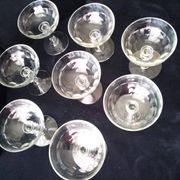 8 old glass champagne glasses