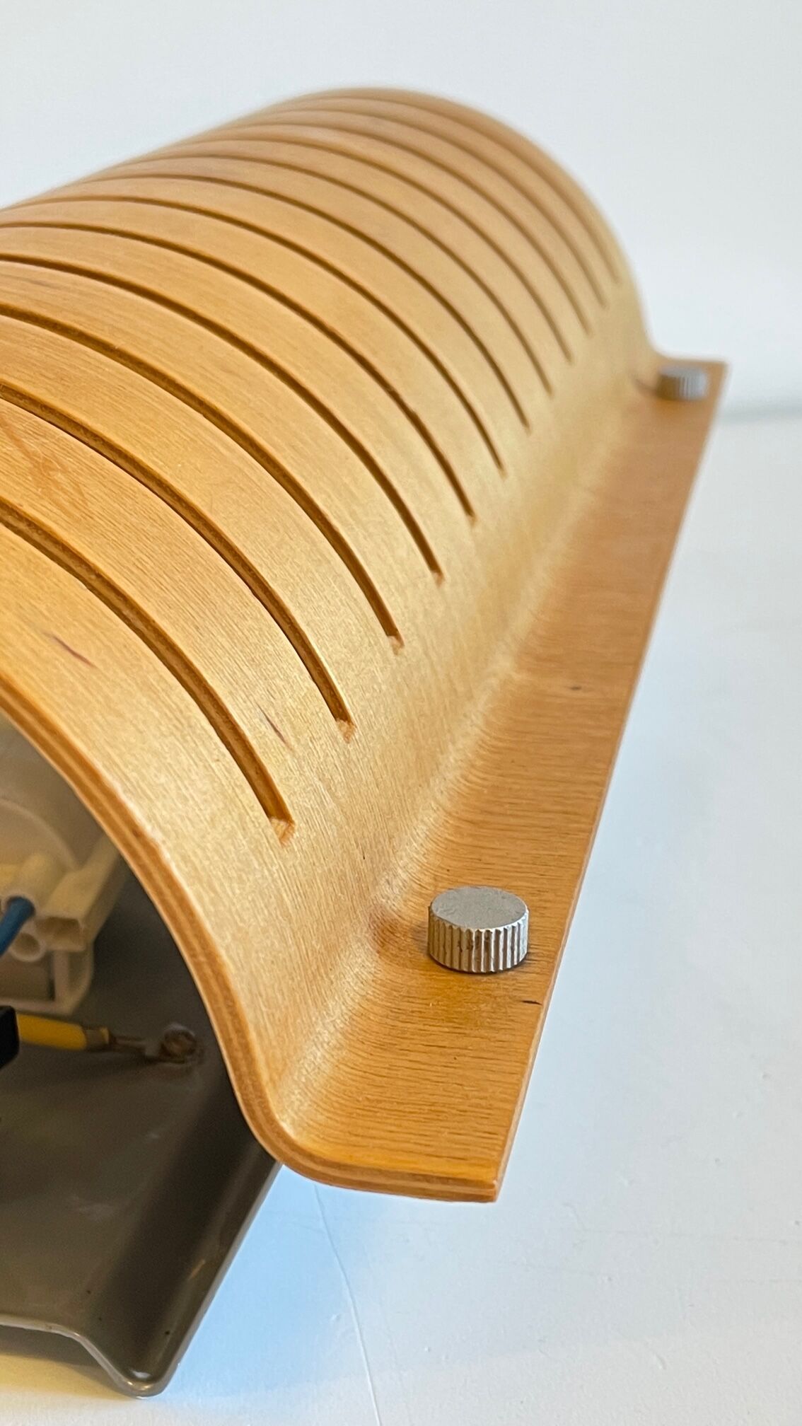 Vintage ikea bent wood and steel wall light