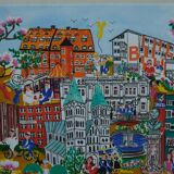 Hand signed modern lithograph by Gunilla Mann, 1990s.