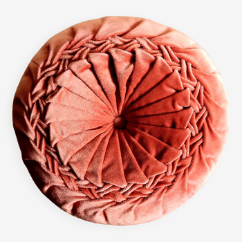 Coussin rond en velours plissé