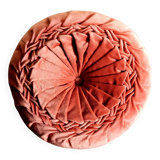 Round pleated velvet cushion