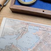 Piraeus, Athens, small original map printed in 1910.