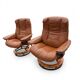 Pair of Ekornes Stressless leather armchairs, 1980s