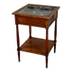 Refreshment table in mahogany, grey marble top, two zinc buckets, 18th century.