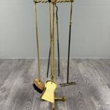 Brass fireplace set, Louis XVI style, fire screen, companion set and holder.