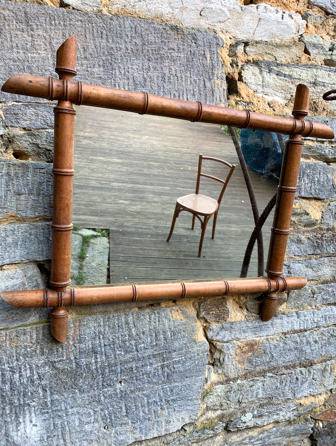 Miroir en bambou vintage 64x50cm