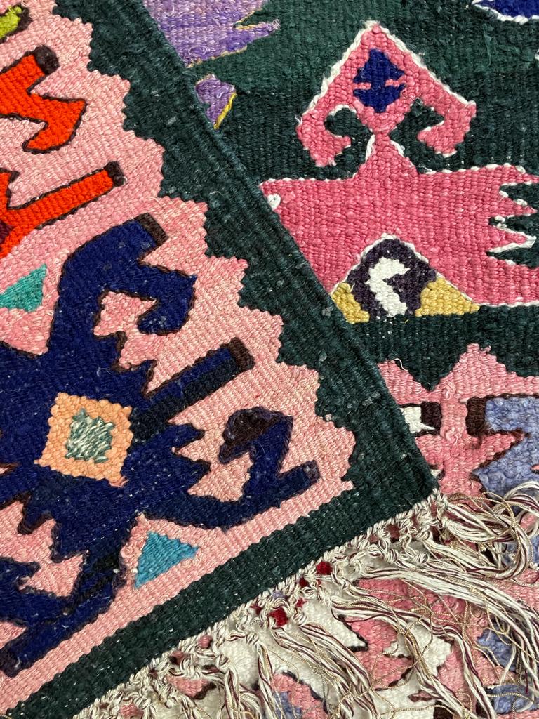 Gorgeous old Romanian kilim, geometrical design, colorful wool tapis kilim Tapis roumain